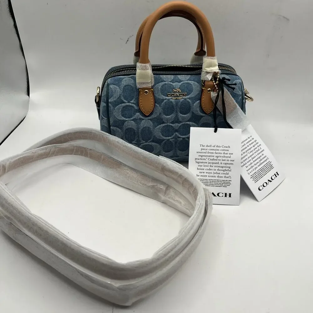 COACH Mini Rowan Crossbody Bag Signature Denim Logo Handbag CDQ36 NWT